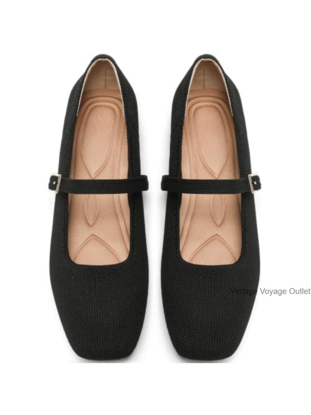 Women's Mesh Square Toe Mary Jane Flats - Breathable Knit Ballet Shoes